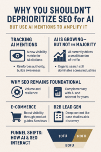 AI & SEO infographic on where they play in the sales funnel