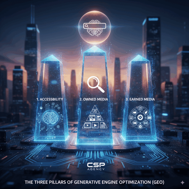 3 pillars of GEO (generative engine optimization).